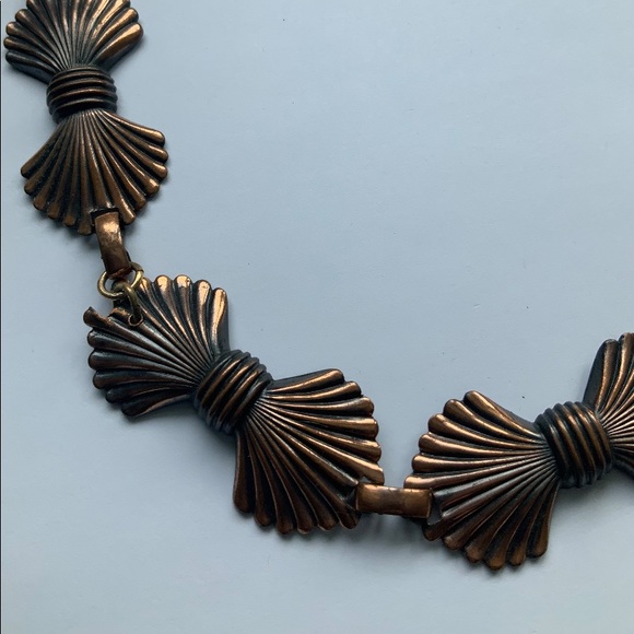 VTG Burnished Copper Modernist Choker Necklace - Picture 5 of 7